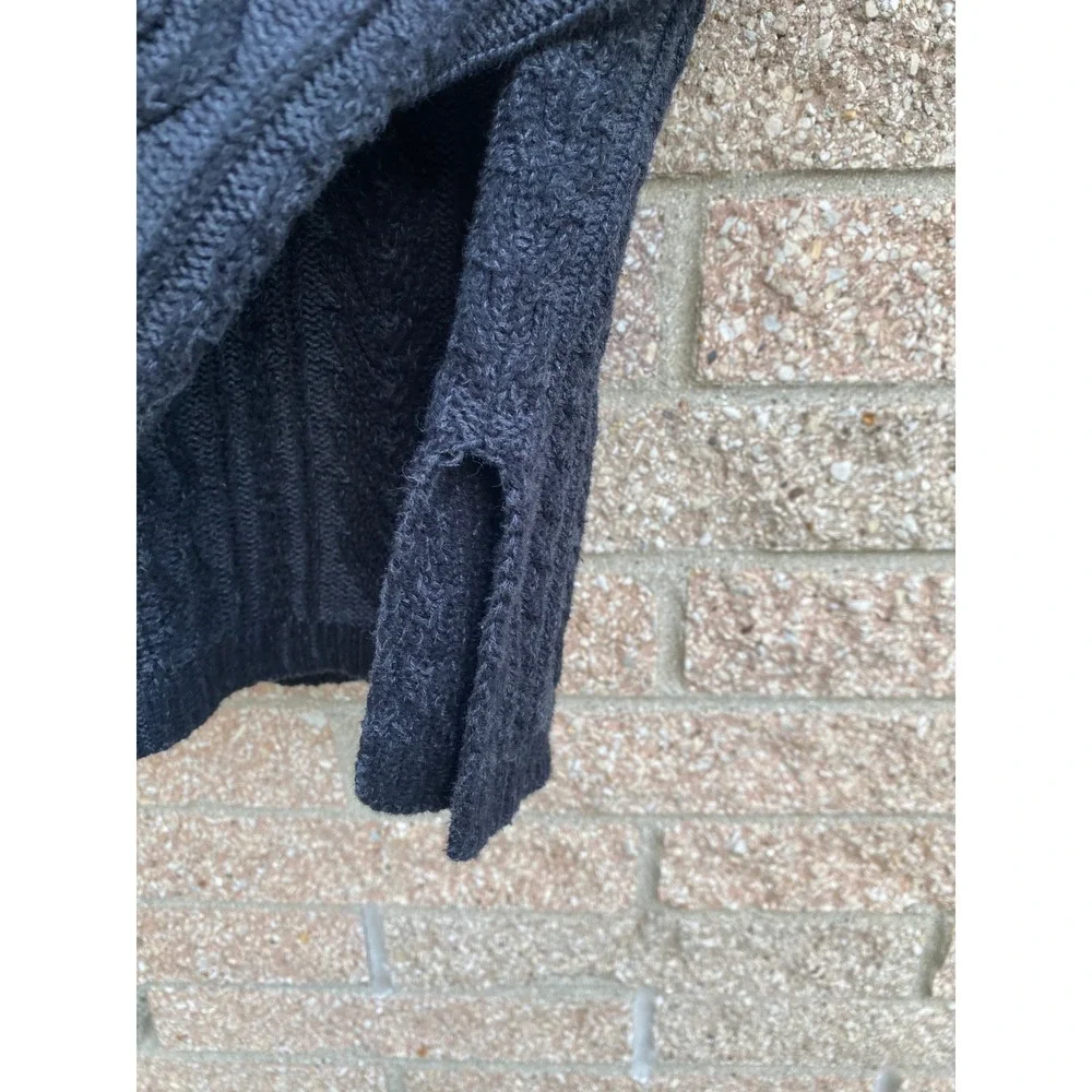Fisherman Cable Knit Cotton Gray Turtleneck Sweater Medium Heritage Academia 90s